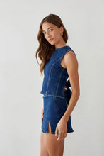 Load image into Gallery viewer, Denim Open Back Top + Skort Set
