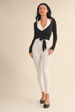 Load image into Gallery viewer, Long Sleeve V Neck Wrap Top - Black
