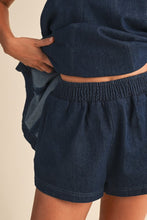 Load image into Gallery viewer, Sleeveless Dark Denim Shorts Set
