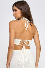 Load image into Gallery viewer, Crochet Corset Halter Top- White
