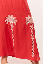 Load image into Gallery viewer, Halter Embroidered Red Maxi Dress
