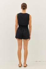 Load image into Gallery viewer, Vest Embroidered Romper- Black
