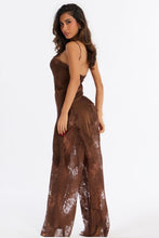 Load image into Gallery viewer, Chocolate Brown Satin Lace Pant Set
