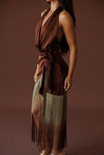 Load image into Gallery viewer, Satin Ombre Fringe Dress- Chocolate

