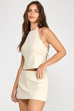 Load image into Gallery viewer, Linen Halter Top + Skirt set- Cream
