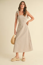 Load image into Gallery viewer, Linen Striped Midi Dress

