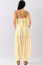 Load image into Gallery viewer, Floral Lace Open-Back Halter Top - Cream

