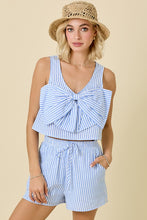 Load image into Gallery viewer, Blue Striped Top + Short Set
