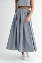 Load image into Gallery viewer, Gingham Plaid Collar Top and Midi Skirt Set
