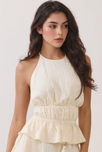 Load image into Gallery viewer, Ivory Halter Smocked Peplum Top
