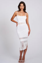 Load image into Gallery viewer, Soraya White Knit Fringe Midi Dress
