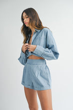 Load image into Gallery viewer, Denim LS Top + Short Set
