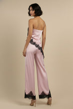 Load image into Gallery viewer, Pink Pearl Satin Lace Pant Set
