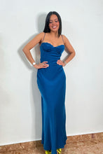 Load image into Gallery viewer, Satin Bustier Gown- Teal Blue
