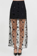 Load image into Gallery viewer, Semi Sheer Sequined Lace Midi Skirt
