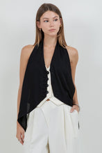 Load image into Gallery viewer, Lace Contrast Satin Tank With Tie Black
