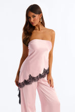 Load image into Gallery viewer, Pink Pearl Satin Lace Pant Set
