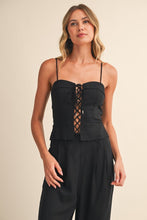 Load image into Gallery viewer, Maelle Black Linen Lace-Up Set
