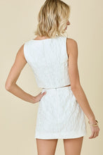 Load image into Gallery viewer, Textured Button Detail Skort- white
