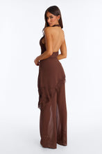 Load image into Gallery viewer, Drape Top + Scarf Waist Pant Set- Brown
