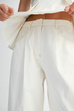 Load image into Gallery viewer, White Peplum Denim Top &amp; Pant Set
