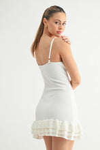Load image into Gallery viewer, White Ruffled Hem Knit Mini Dress
