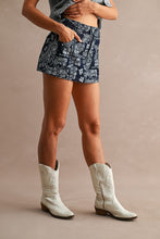 Load image into Gallery viewer, Navy Paisley High-waisted Mini Skort
