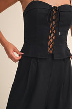 Load image into Gallery viewer, Maelle Black Linen Lace-Up Set
