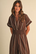 Load image into Gallery viewer, Short Sleeve Barrel Jumpsuit- Brown
