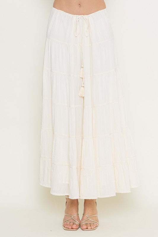 Ivory Tiered Maxi Skirt