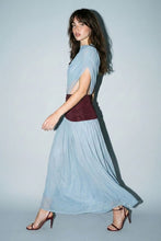 Load image into Gallery viewer, Blue Mesh Maxi Dress with Contrast Waist
