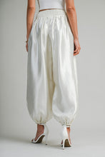 Load image into Gallery viewer, Shimmer Finish Satin Pants With Smocked Waistband- Ecru
