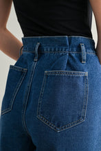 Load image into Gallery viewer, Indigo Denim Pleated Wide Leg Pant
