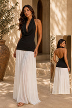 Load image into Gallery viewer, Cowl Neck Halter Dress Black|Cream
