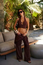 Load image into Gallery viewer, Brown Fringe 3 Piece Pant Set
