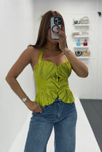 Load image into Gallery viewer, Lime Pleated Halter Top

