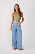Load image into Gallery viewer, Light Denim Pockets Straight Pants

