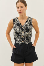 Load image into Gallery viewer, Vest Embroidered Romper- Black
