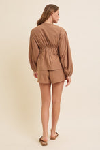 Load image into Gallery viewer, Mocha Tie Top + Short Set
