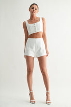 Load image into Gallery viewer, White Crystal Accent Crop Top &amp; Short Set
