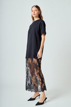 Load image into Gallery viewer, Black T Shirt Lace Dress
