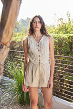 Load image into Gallery viewer, Vest Embroidered Romper- Natural
