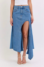 Load image into Gallery viewer, Asymmetrical Denim Maxi Skirt
