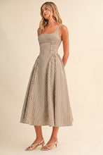 Load image into Gallery viewer, Jumbo Back Buckle Cream Striped Midi Dress
