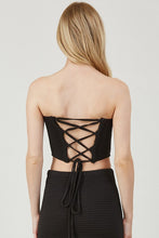 Load image into Gallery viewer, Crochet Corset Strapless Top- Black

