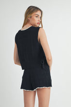 Load image into Gallery viewer, Alaia Side Tie Knit Vest Set- Black
