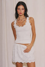 Load image into Gallery viewer, Lace Trim Knit Tank Top- White
