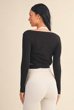 Load image into Gallery viewer, Long Sleeve V Neck Wrap Top - Black
