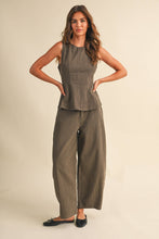Load image into Gallery viewer, Mocha Striped Barrel Pant Set
