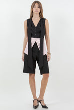 Load image into Gallery viewer, Contrasted Sleeveless Button Down Top with Removable Tie - Black/Pink
